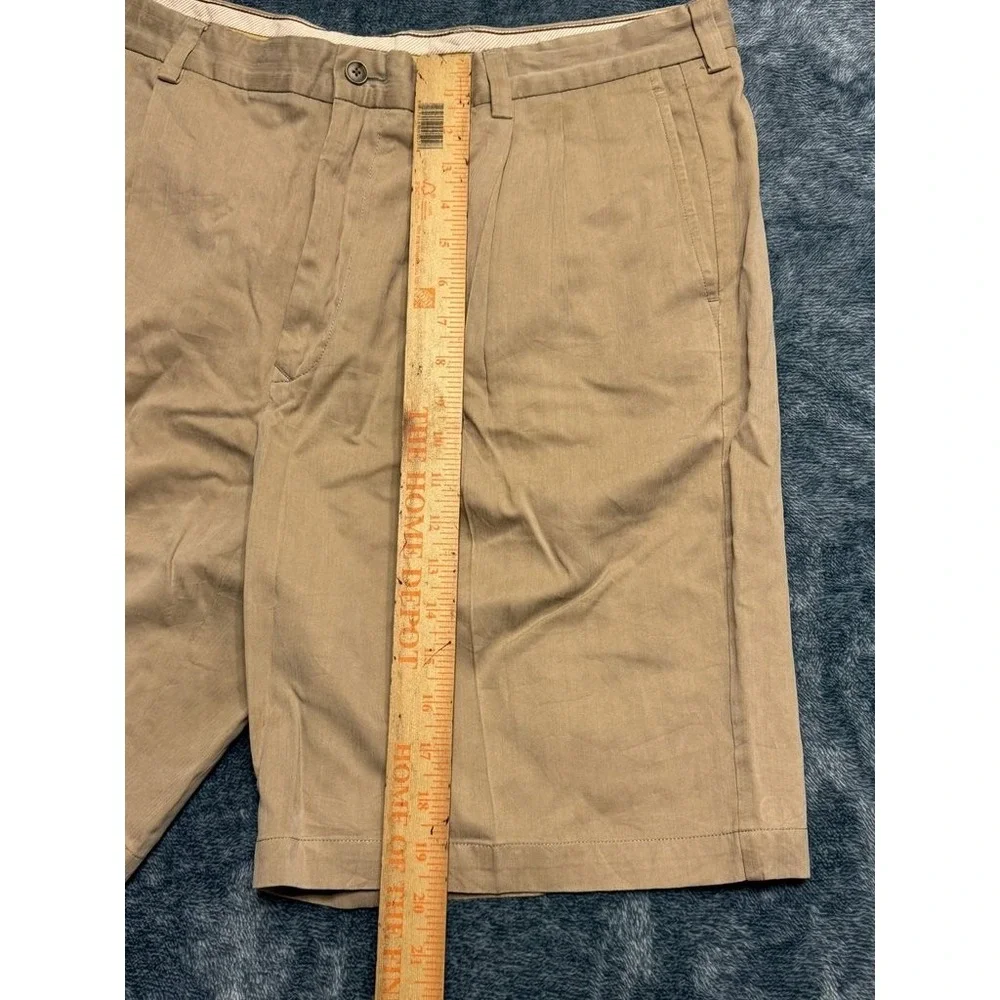 Tommy Bahama Silk Blend Shorts 36 Men's Tan Khaki Herringbone Pleated Tropical